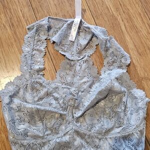 Zenana Outfitters Lace Top in Gray